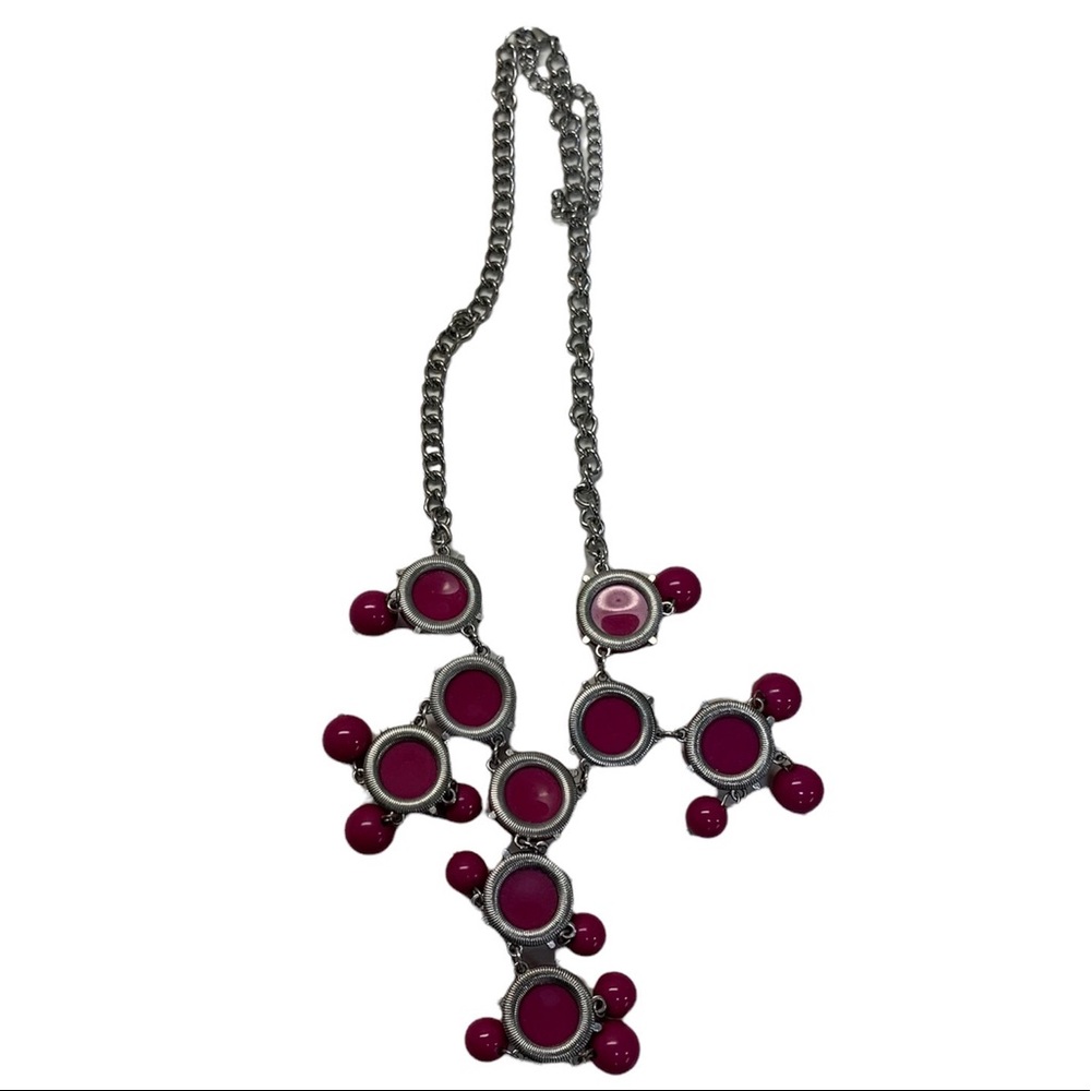 Bold Statement Bauble Necklace Raspberry Pink W/S… - image 8